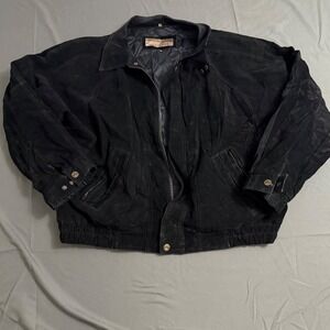 Santa Fe Outback Leather Vintage Rugged Bomber Suede Jacket Black Size 3XL